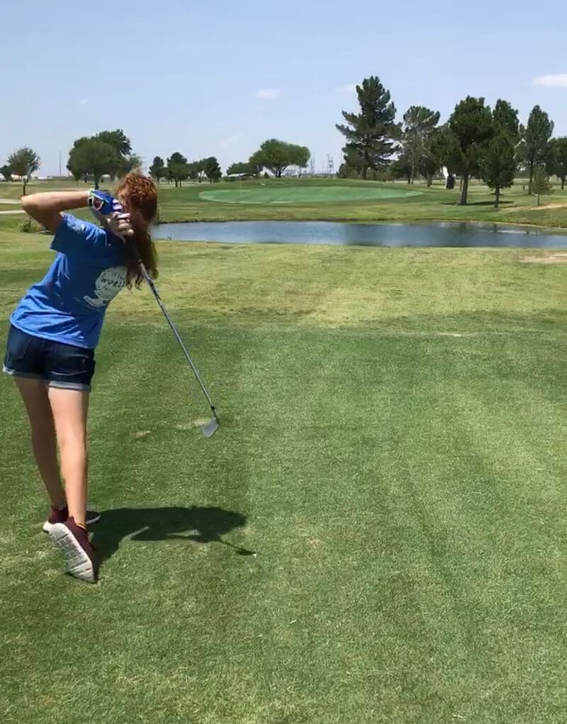 A golfer on the tee at Desert Pines
